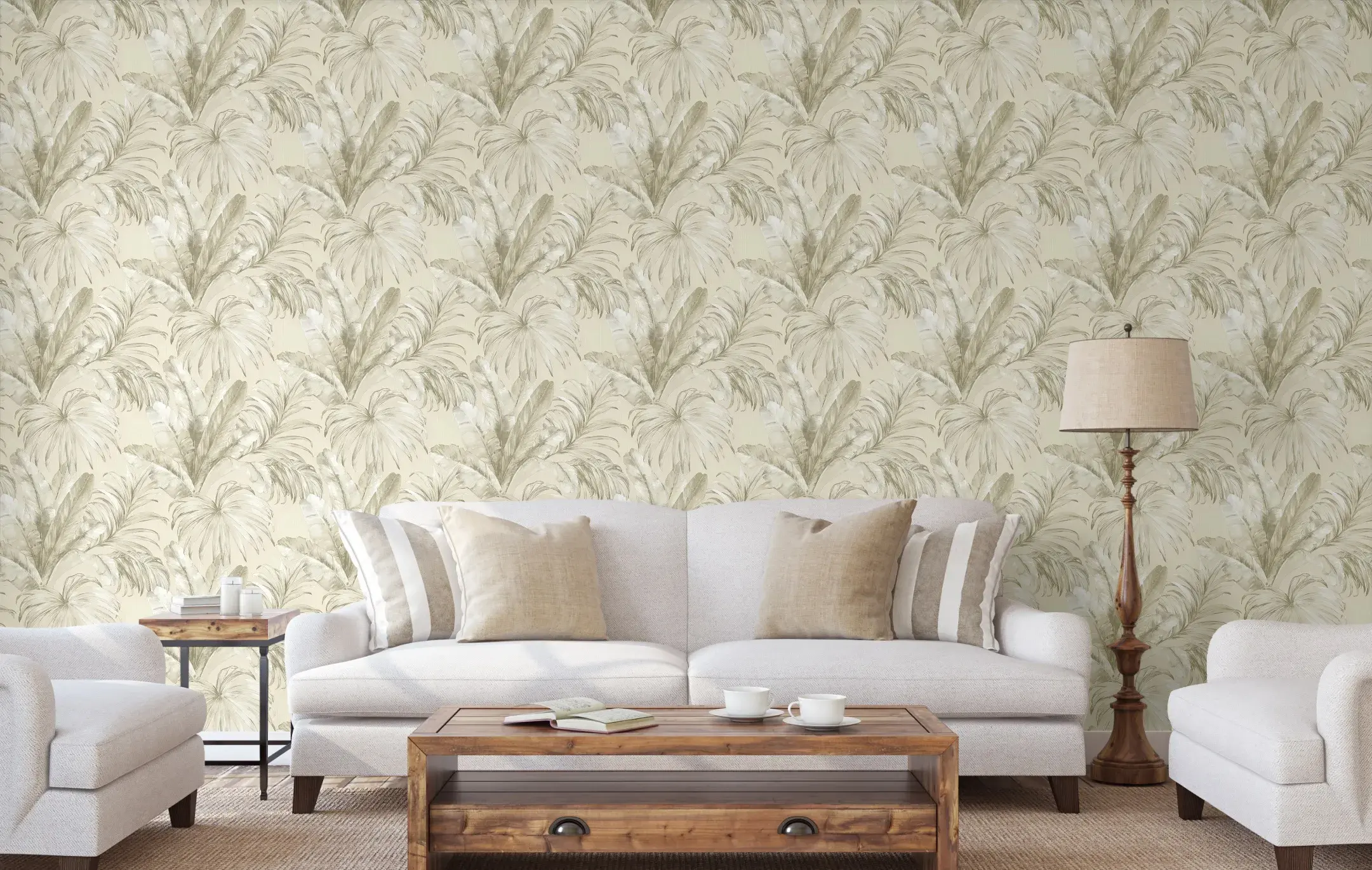 Beige Embossed Wallpaper – Botanical Textures (4714-1)